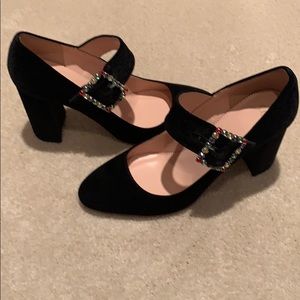 NEW J Crew Velvet pumps with Rhinestone Buckle